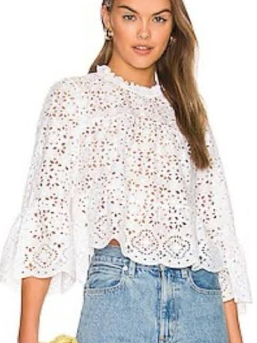 Veronica Beard Emmalyn Eyelet Top White Size 4 NWT